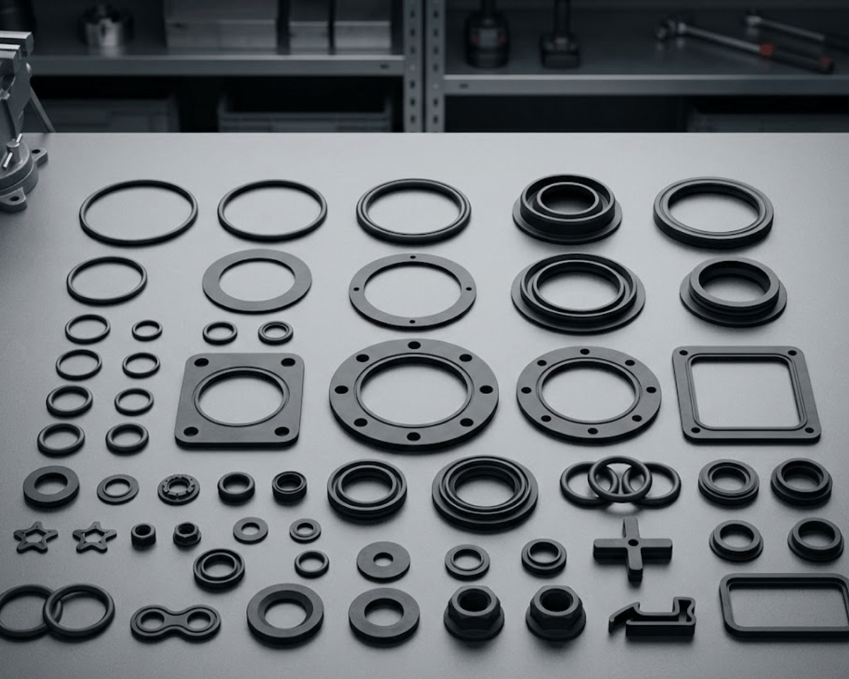 Industrial rubber seals and gaskets used for leak prevention and insulation