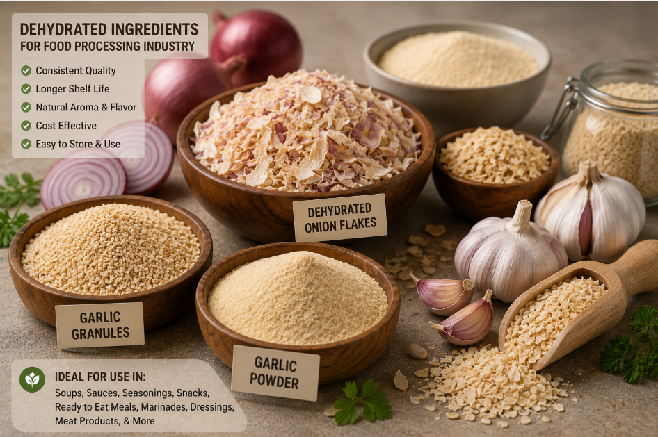Dehydrated onion and garlic export products